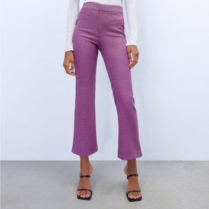 Zara houndstooth mini flare pant - light pink - size S